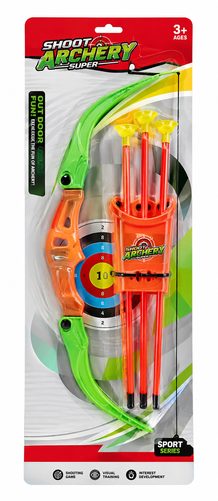 Shoot Archery Super Set – Kids Toy Bow and Arrow with Safe Suction Cups, Target Stand, Quiver, and Hanging Blister Pack for Kids Age 3+