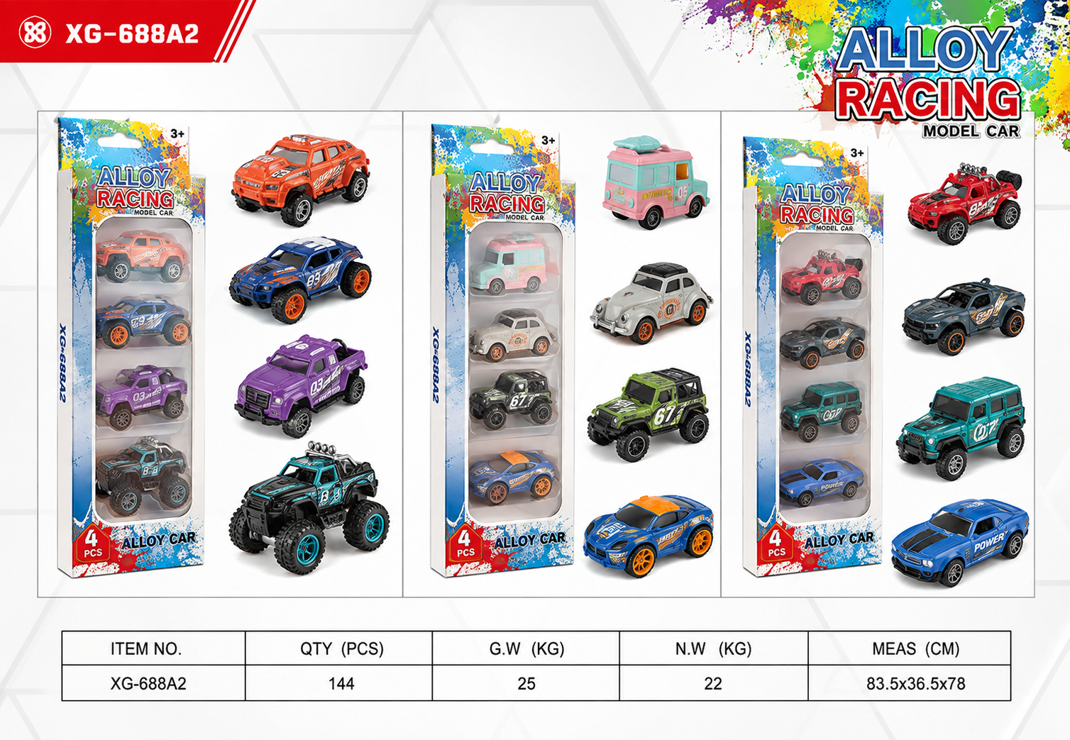 4PCS Alloy Racing Model Car Set – Colorful Die-Cast Toy Cars for Kids
