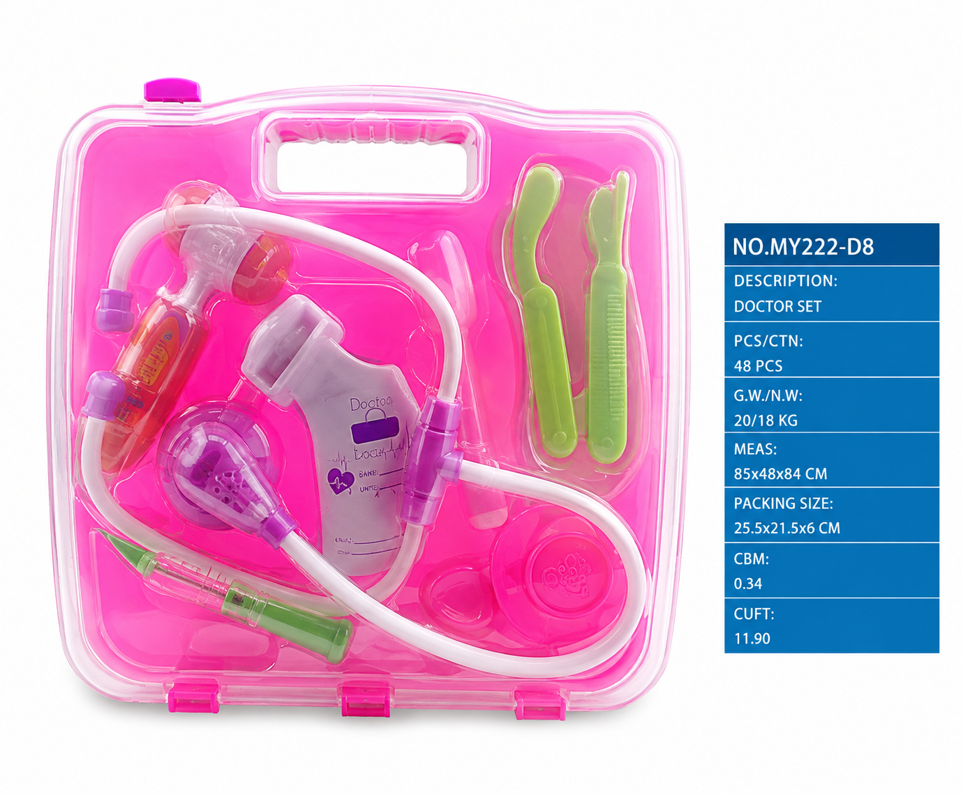 Kids Doctor Medical Play Set with Portable Pink Carrying Case