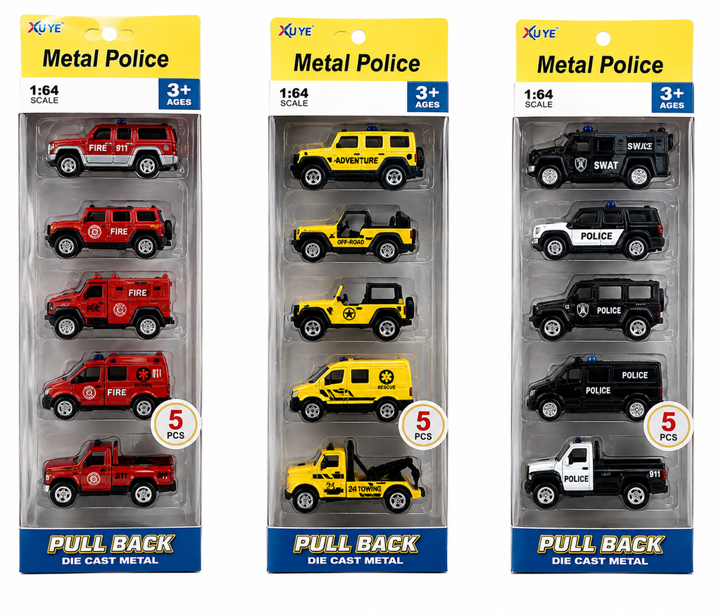 1:64 Scale Die-Cast Metal Pull Back Vehicle Set – 5 PCS
