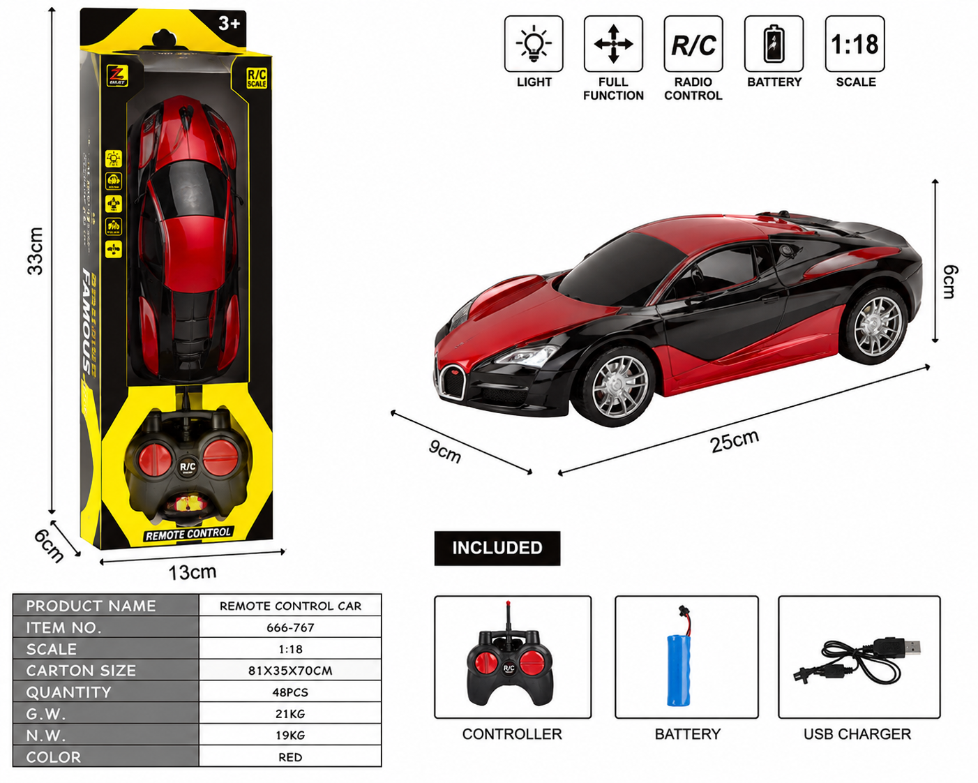 Red Remote Control Sports Car Toy – Realistic Racing Car for Kids