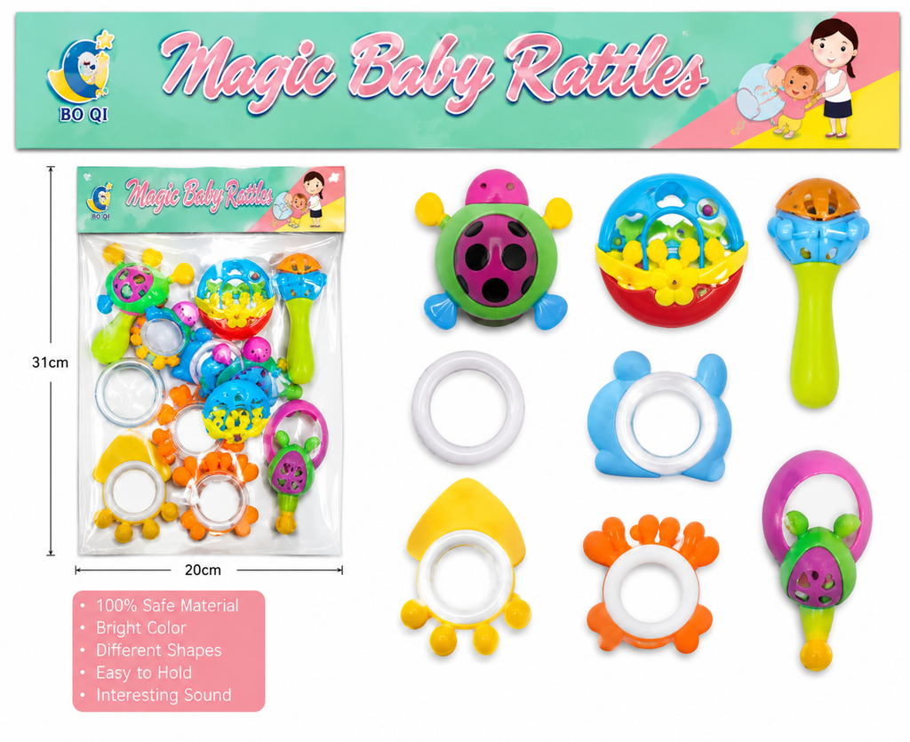 Magic Baby Rattle Toy Set – Colorful Multi-Shape Rattles for Babies & Kids
