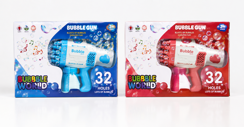 32 Holes Automatic Bubble Gun for Kids – Bubble Blaster with Lights & Sound