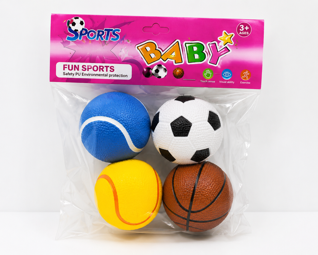 4PCS Sports Baby Soft Ball Set – Colorful Textured Sports Balls for Kids