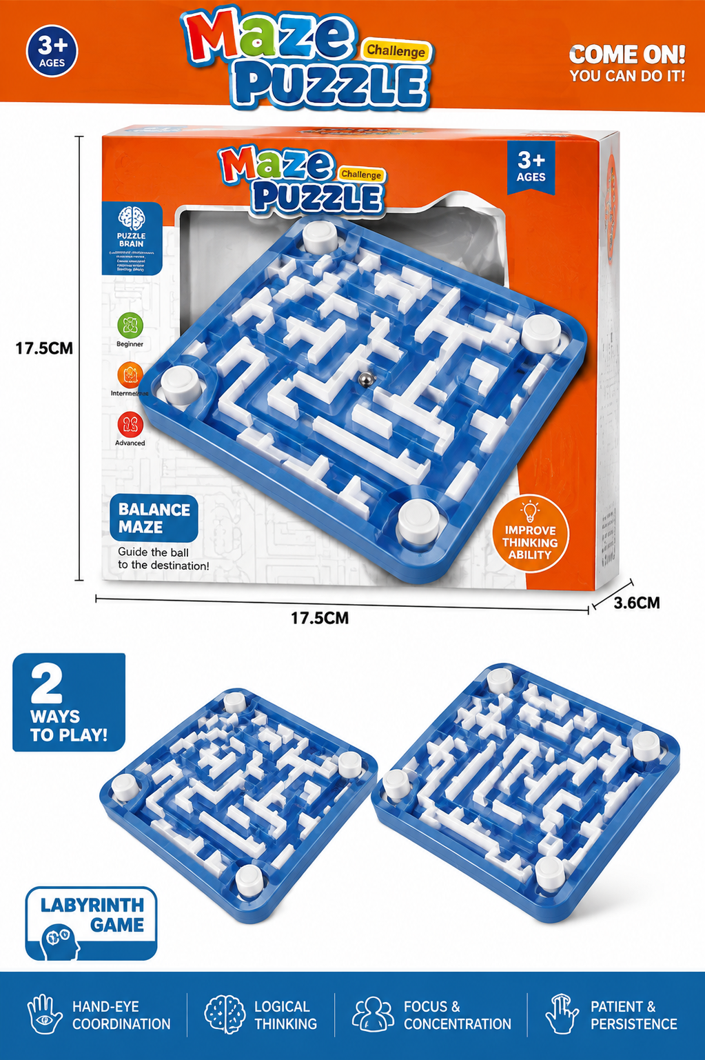 Maze Puzzle Balance Game for Kids – Brain Training Labyrinth Board Game