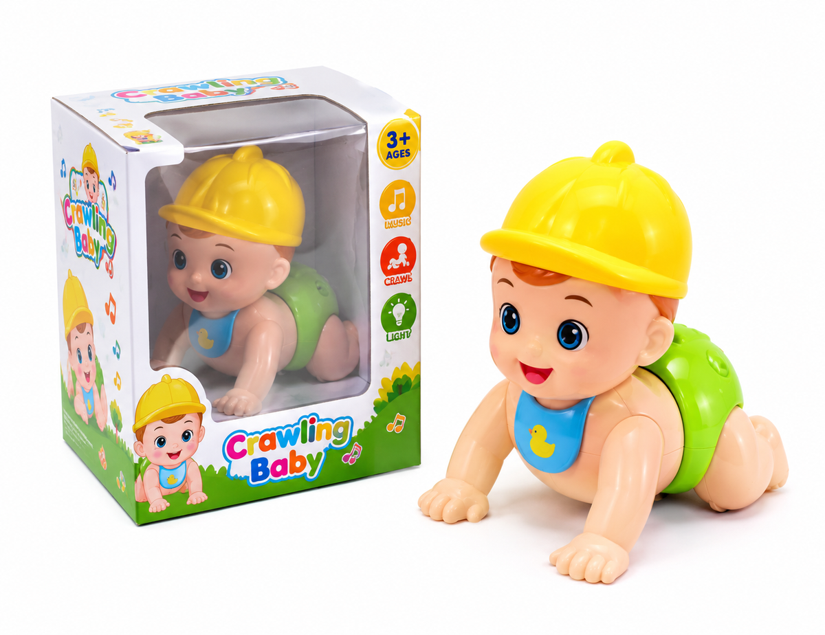 Interactive Musical Crawling Baby Doll Toy with Lights & Sounds
