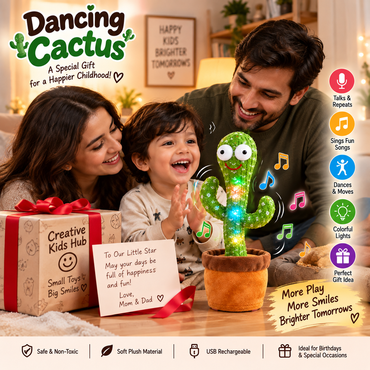 Dancing Talking Cactus Toy with USB Charge