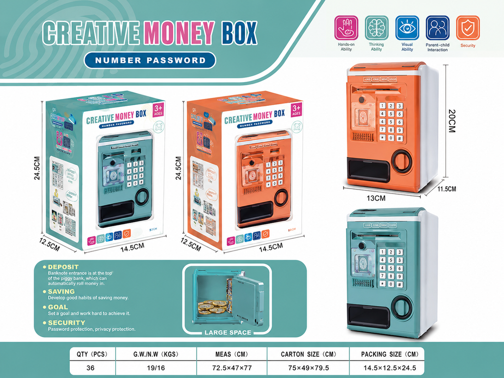 Creative Electronic Money Box for Kids | Password Piggy Bank with Coin & Cash Saving Slot