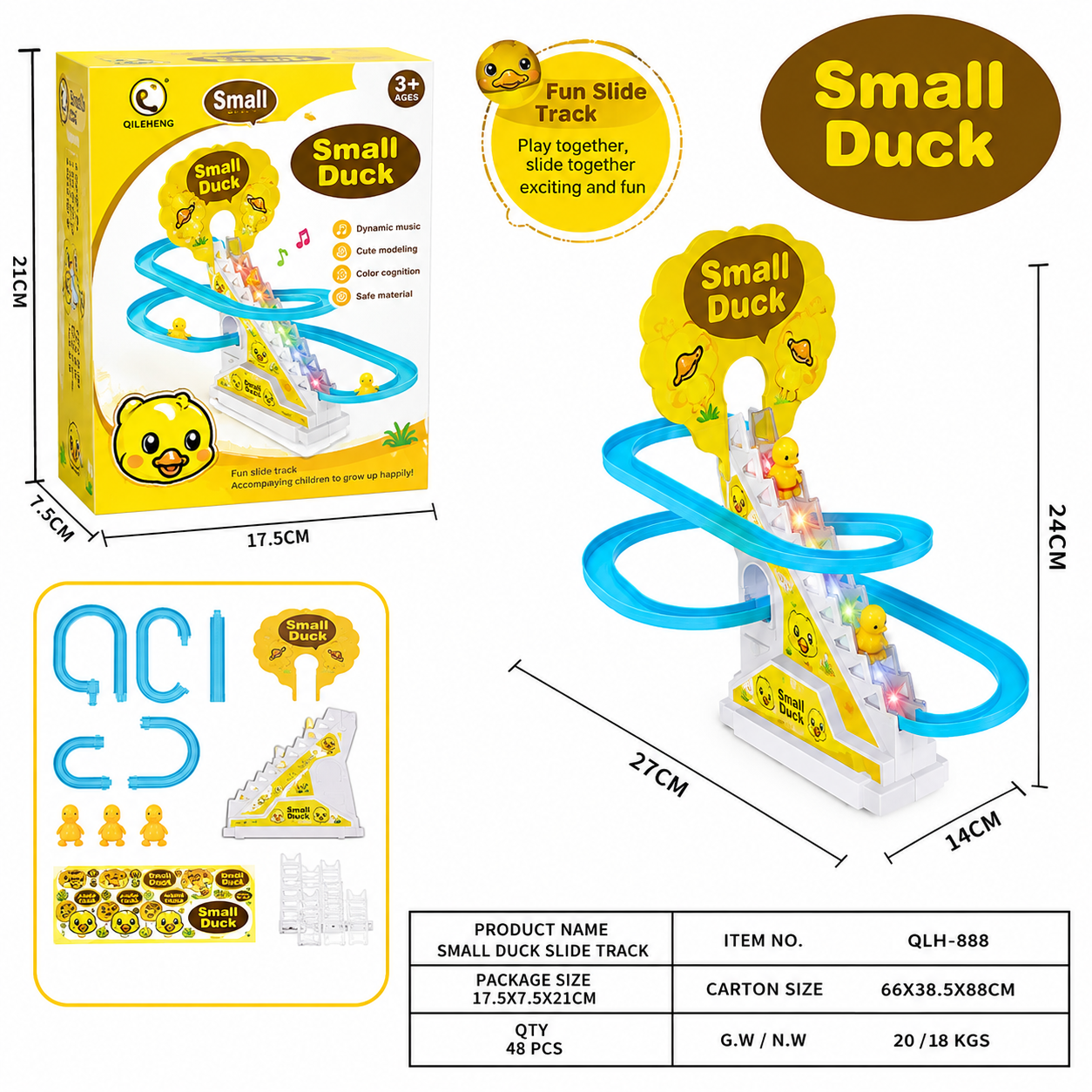 Duck Climbing Stairs Toy | Interactive Slide Track with Music, Lights & Cute Ducks