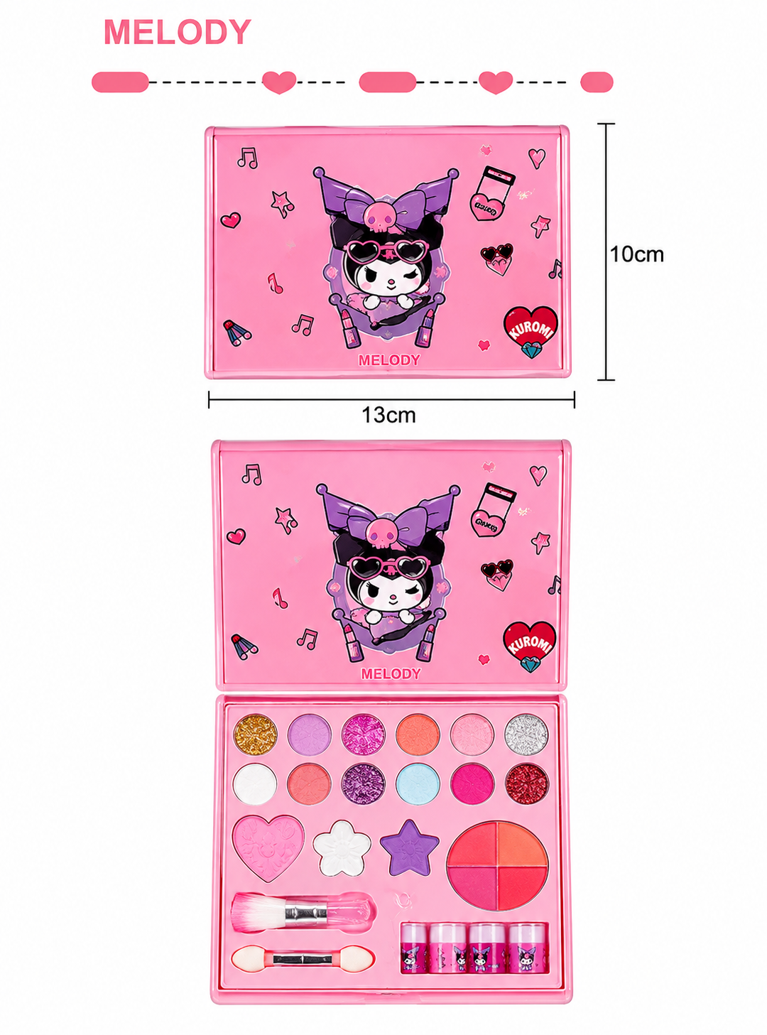 Kids Pink Makeup Kit | Cute Foldable Makeup Palette Set with Brushes & Colorful Makeup Shades