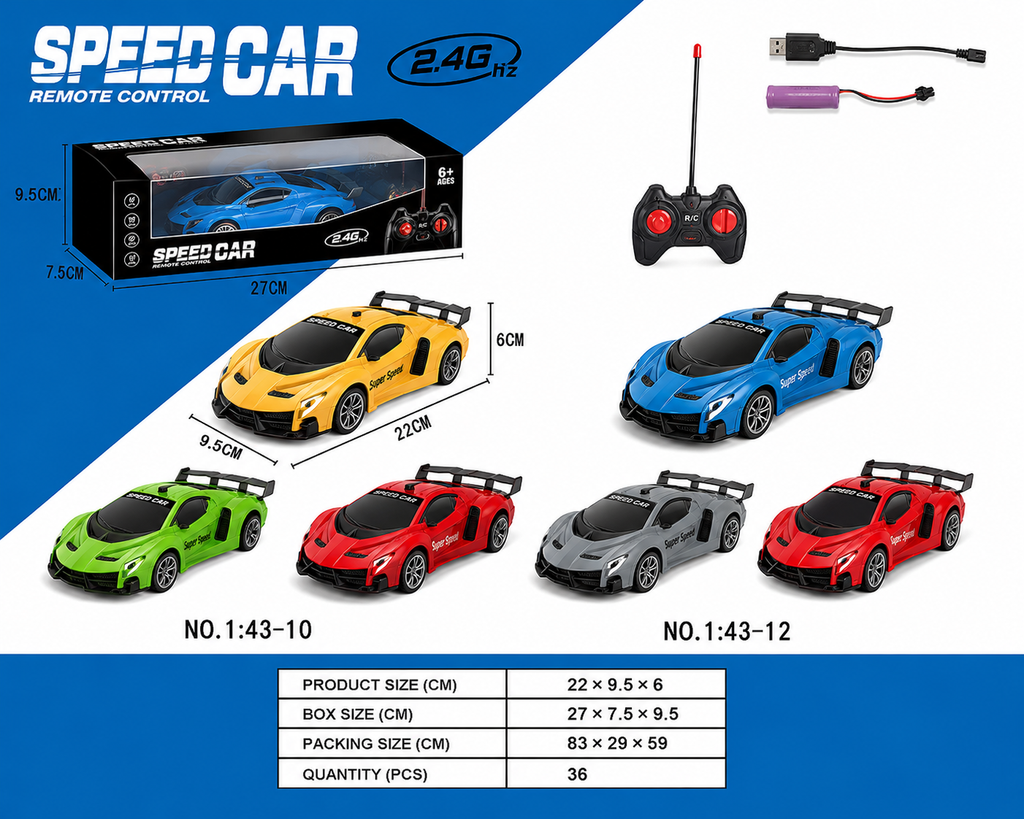 2.4GHz Remote Control Speed Car | Rechargeable RC Racing Sports Car with Controller