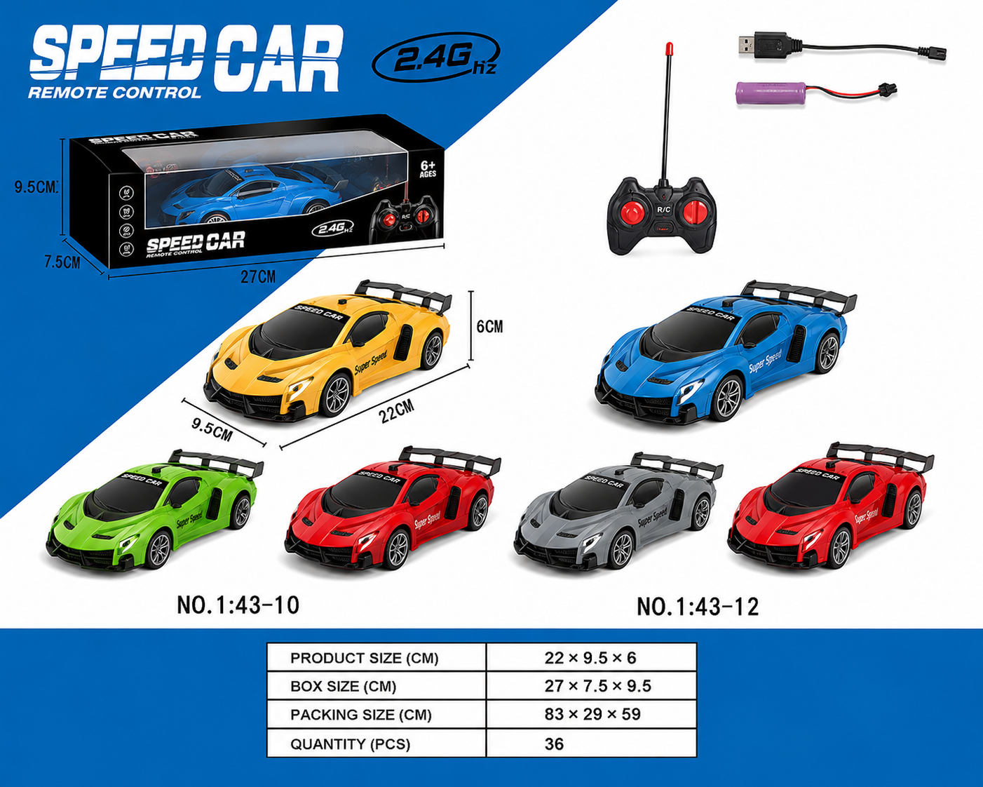 2.4GHz Remote Control Speed Car | Rechargeable RC Racing Sports Car with Controller