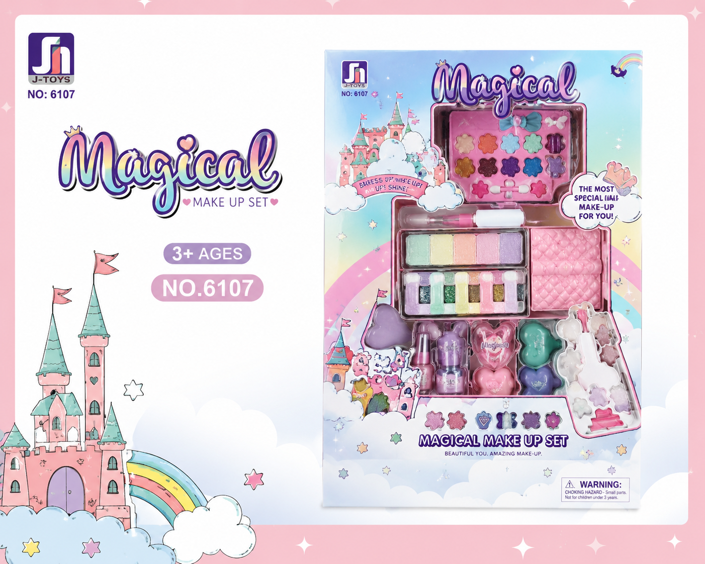 Magical Make Up Set for Kids | Portable Pretend Play Beauty Kit with Makeup Case & Accessories