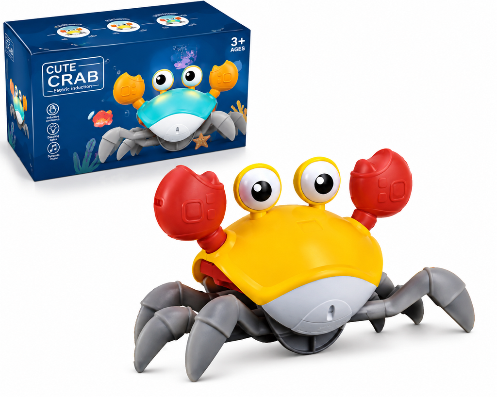 Cute Crab Electric Induction Toy for Kids | Musical Crawling Crab with Lights & Obstacle Avoidance