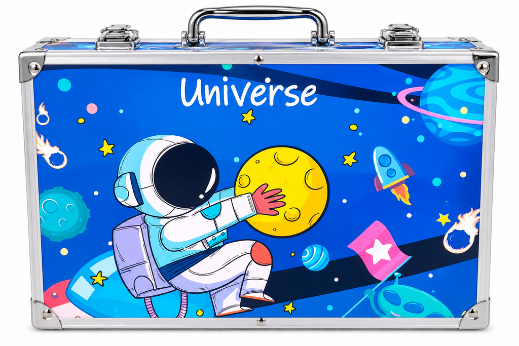 Kids 3-in-1 Complete Art & Drawing Set – Color Pencil, Oil Pastels & Water Color Painting Kit with Portable Universe Case