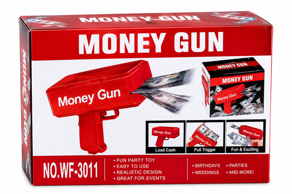Money Gun Toy for Parties | Red Play Money Shooter with Fun Bill Shooting Action