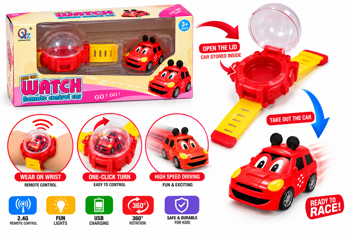 Mini Car Watch – Remote Control Car | 2-in-1 Wrist Watch Racing Toy for Kids