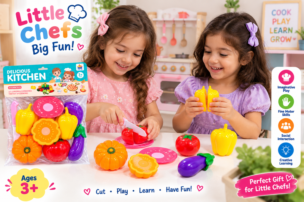 Delicious Kitchen Toy Set for Kids | Pretend Cooking & Cutting Fruits & Vegetables Set