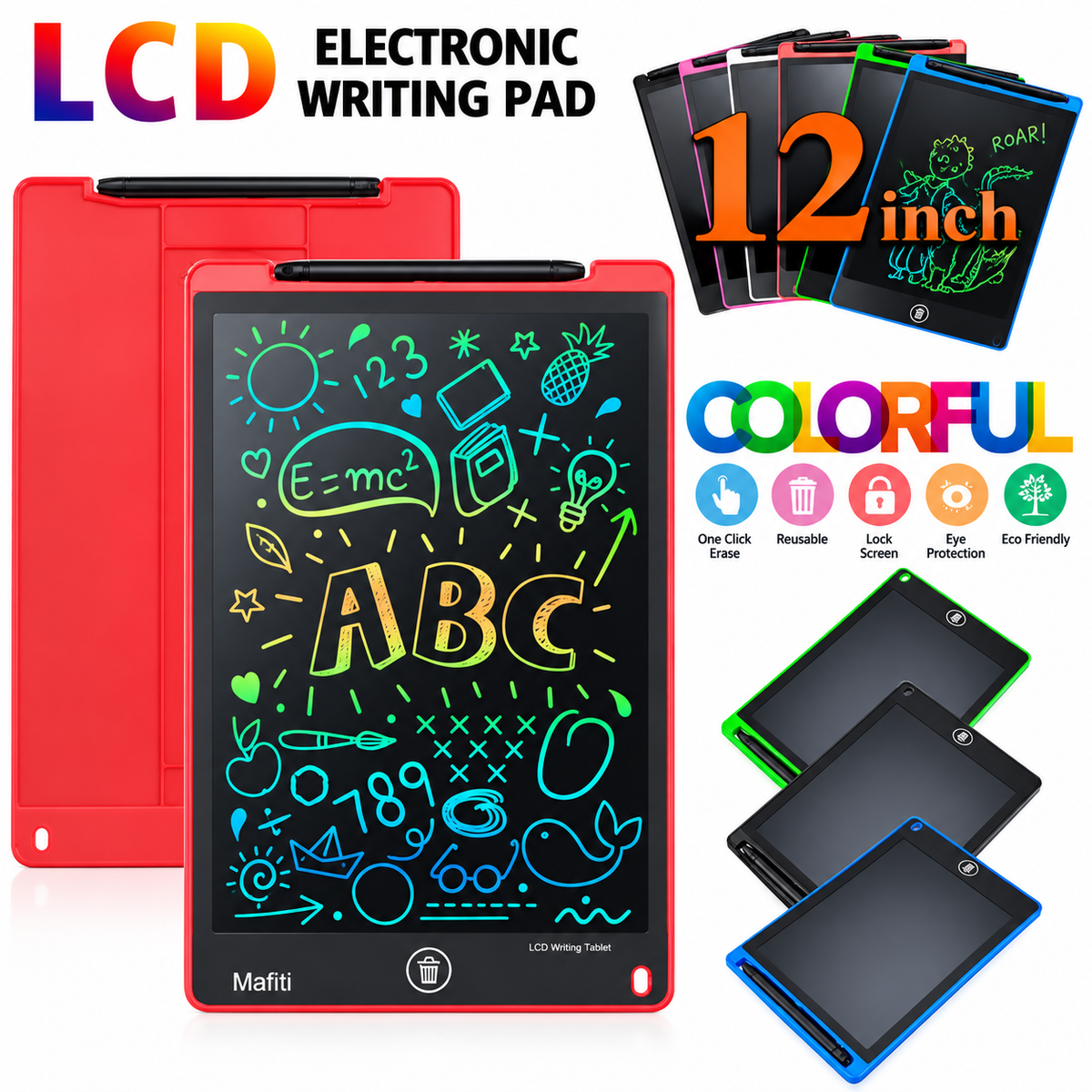 🖊️ 12 Inch LCD Writing Tablet – Colorful Electronic Writing Pad