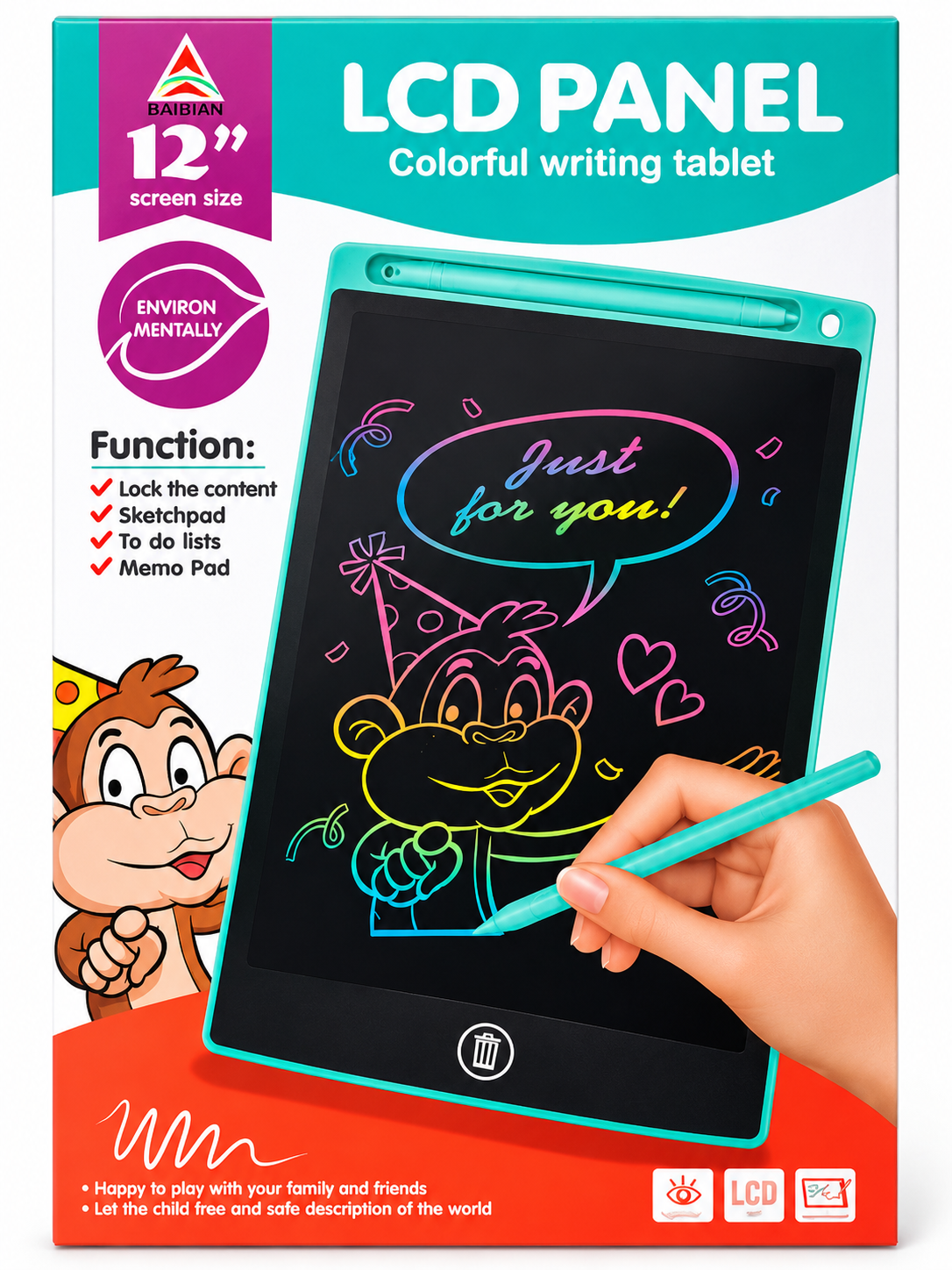 🖊️ 12 Inch LCD Writing Tablet – Colorful Electronic Writing Pad
