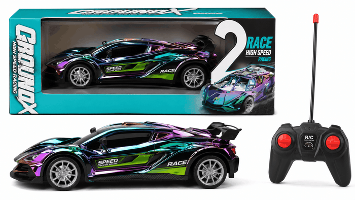 Ground X High Speed Racing RC Car – Iridescent Radio Control Sports Car Toy with Full Function Remote