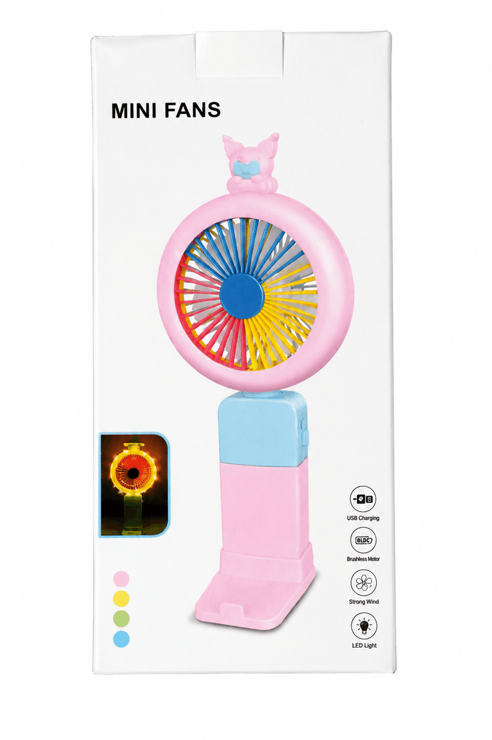 Mini Fans Portable Handheld Fan – Cute Animal-Top USB Rechargeable Cooling Fan with Brushless Motor and LED Night Light