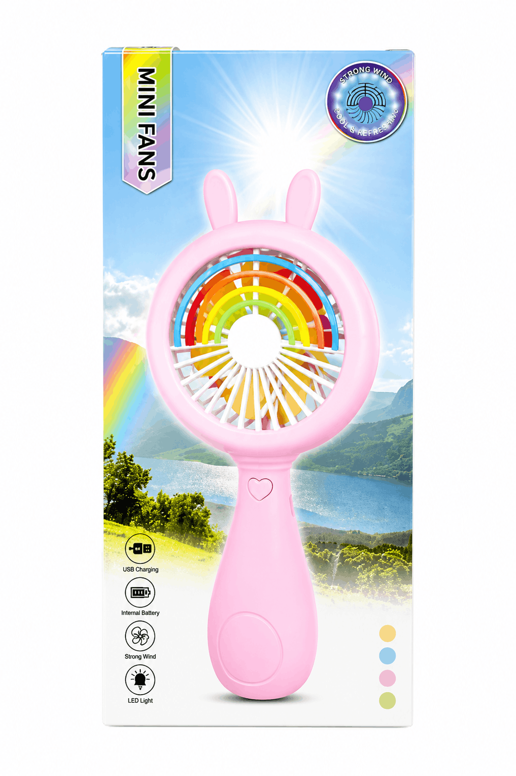Mini Fans Portable Handheld Fan – Cute Animal-Top USB Rechargeable Cooling Fan with Brushless Motor and LED Night Light