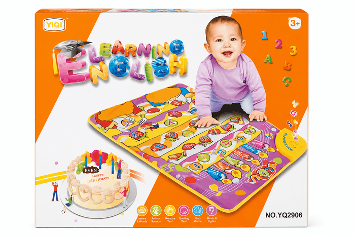 YIQI Learning English Interactive Musical Floor Mat – Educational Alphabet, Words, and Sound Play Mat for Kids (2+ Years)