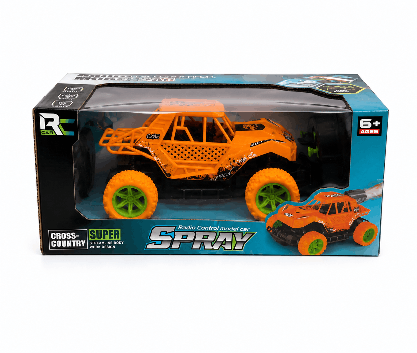 Cross-Country Spray RC Monster Truck – 6+ Radio Control Off-Road Racing Car with Exhaust Smoke Simulation Effect