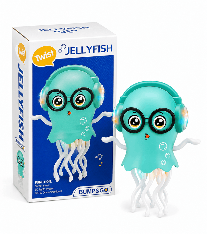 Twist Jellyfish Bump & Go Musical Toy – Interactive Walking Jellyfish with 3D Lights and Sound Effects for Kids