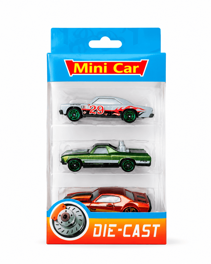 Mini Car Die-Cast 3-Piece Toy Vehicle Set – Assorted Racing Cars and Pickup Truck Gift Pack for Kids