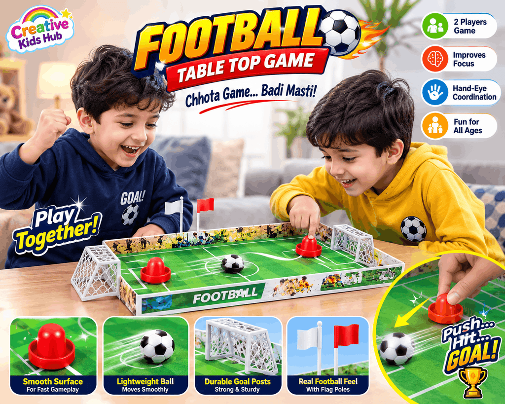 Tabletop Football Game – Mini Air Hockey Style Soccer Table Board Game with Goals, Strikers, and Real Action for Kids