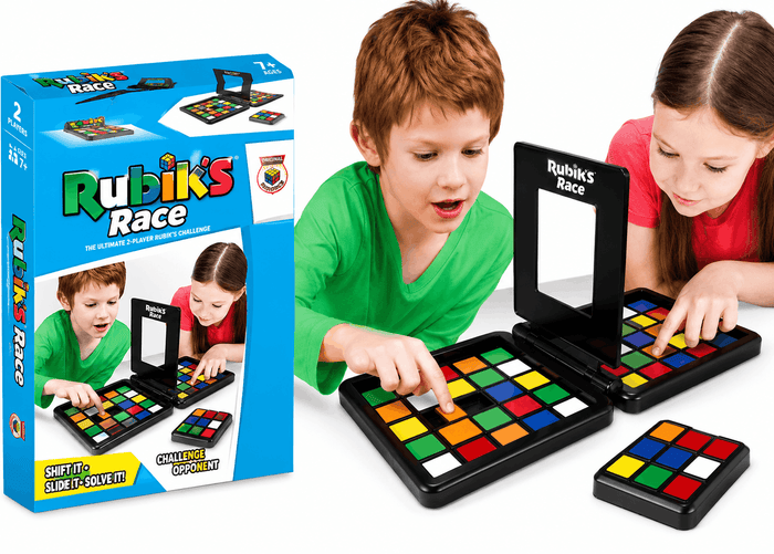 Rubik's Race Board Game – The Ultimate 2-Player Fast-Paced Sliding Puzzle & Matching Strategy Game for Kids and Families