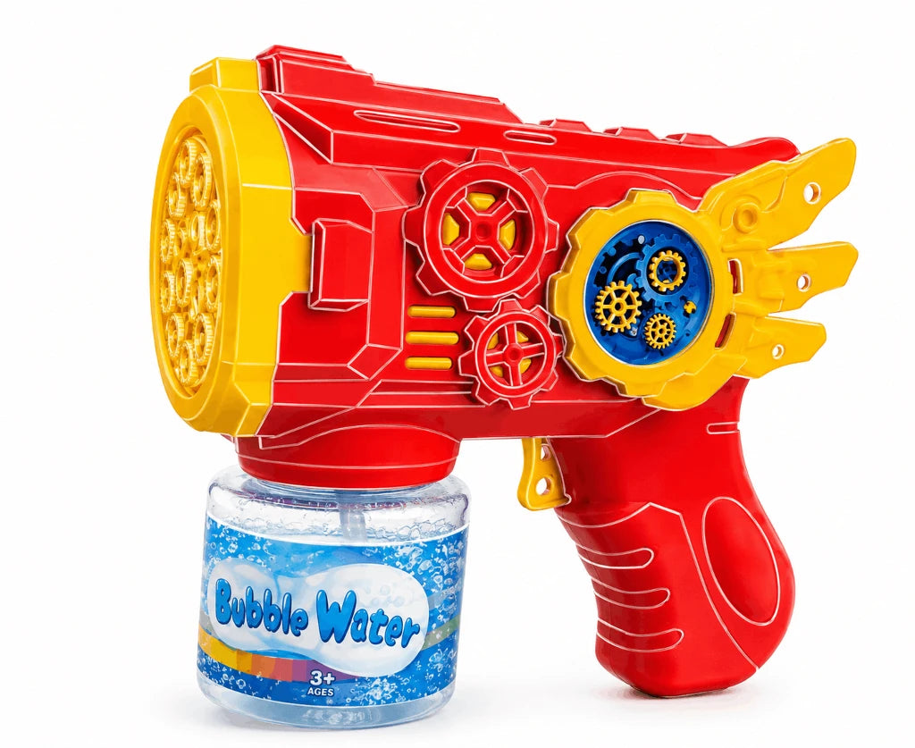 Flying Armor Electric Bubble Gun – Automatic Foaming Bubble Blaster Toy with Rich Foaming Volume and Cool Light Effects (3+ Years)