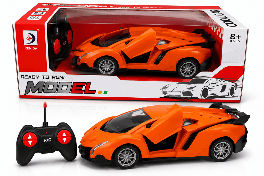 Ren Da Cool Car Model – Orange Radio Control Super Sports Car with Openable Scissor Doors and Remote Controller (8+ Years)