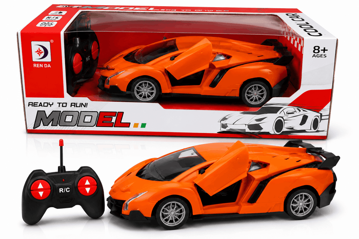 Ren Da Cool Car Model – Orange Radio Control Super Sports Car with Openable Scissor Doors and Remote Controller (8+ Years)
