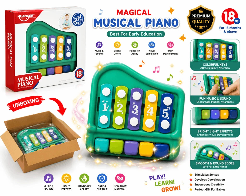 Huanger Musical Piano – Early Education Educational Xylophone & Piano Toy with Numbers and Colors for Toddlers (18+ Months)