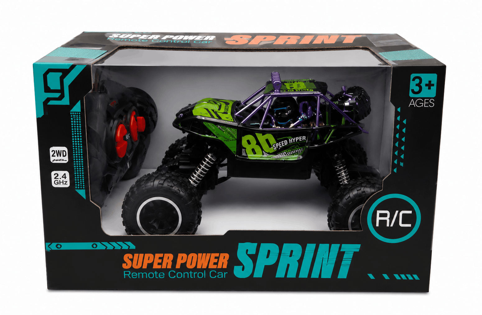 Super Power Sprint RC Monster Buggy – 2.4GHz 2WD Off-Road Remote Control Racing Car for Kids (3+ Years)
