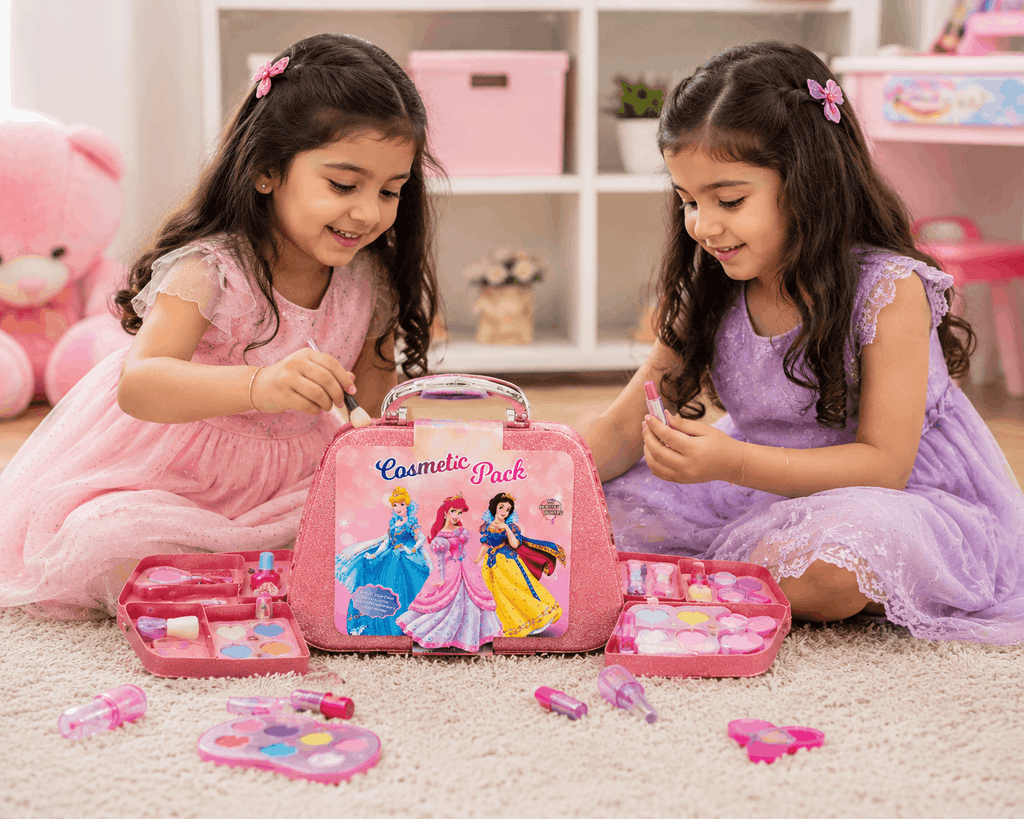 Cosmetic Pack Princess Vanity Case – Kids Glitter Makeup and Beauty Play Set in Portable Storage Vanity Box