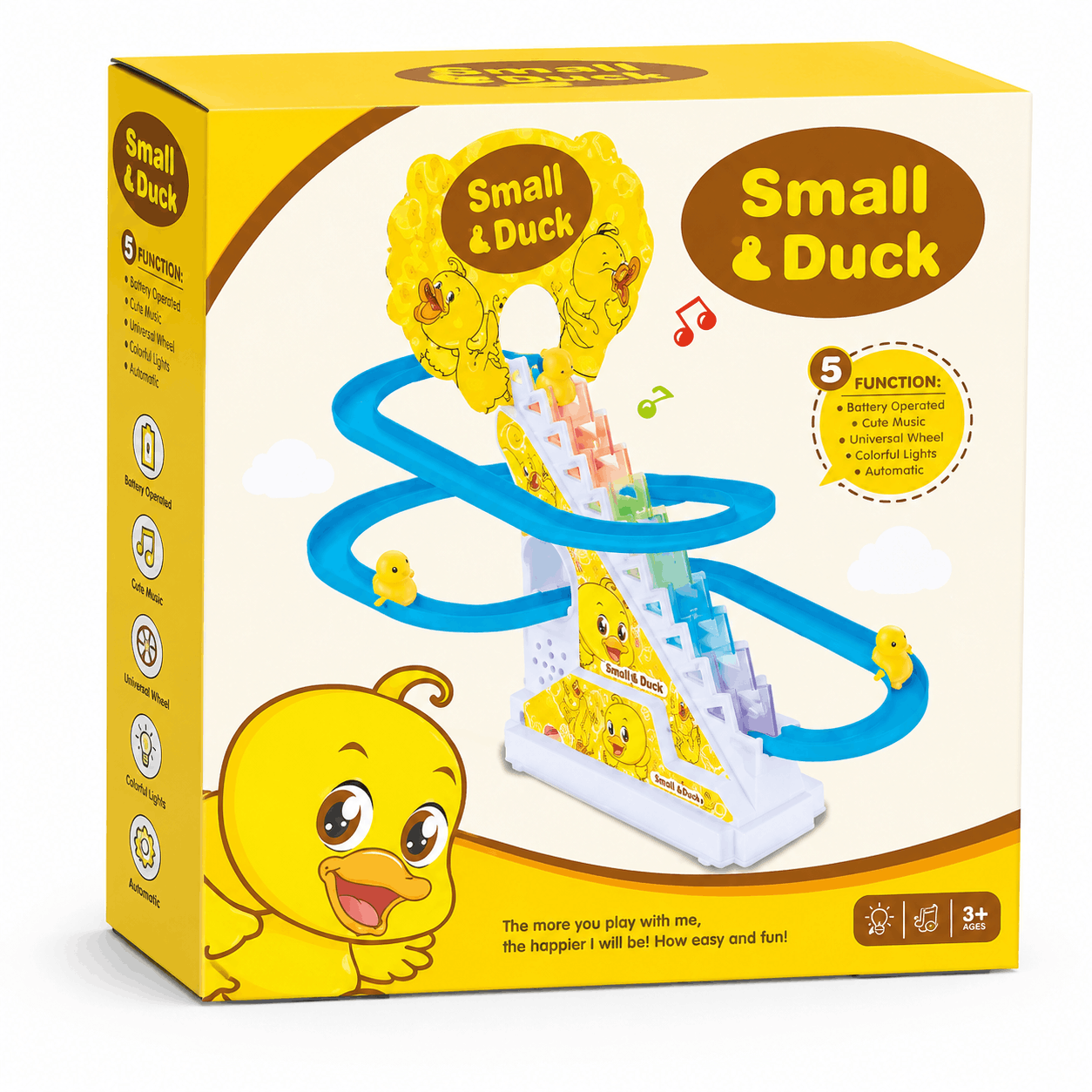 Small & Duck Climbing Duck Track Set - Battery-Operated Musical Slide Toy with Lights