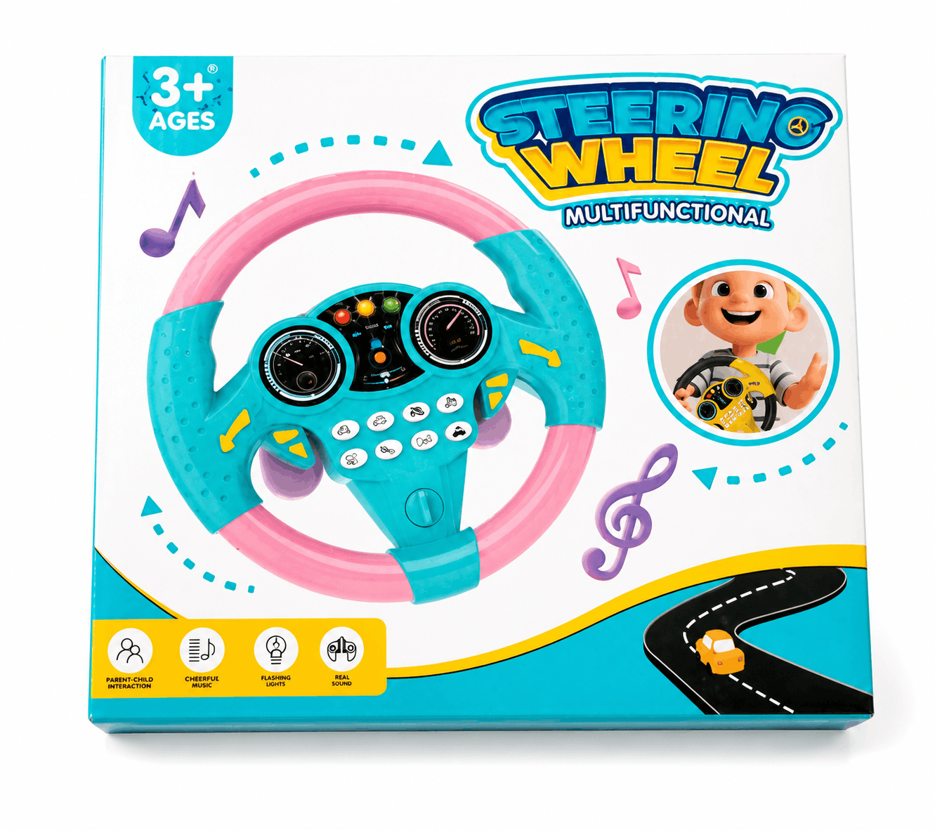 Steering Wheel Multifunctional - Interactive Driving Toy with Lights and Sound