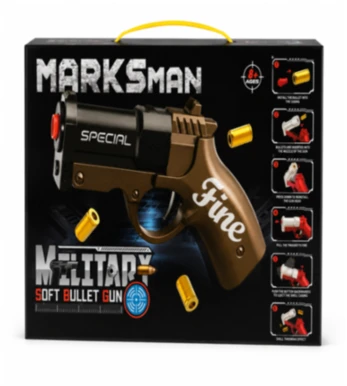 Marksman Military Soft Bullet Gun - Special Edition Toy Blaster with Shell Ejection and Foam Darts