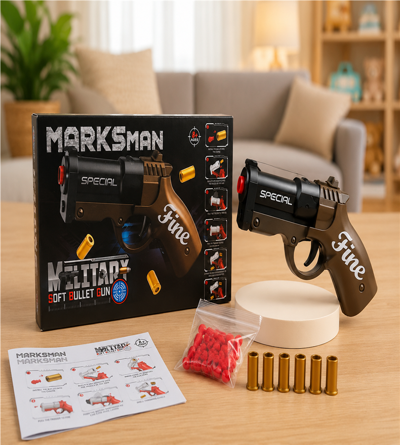 Marksman Military Soft Bullet Gun - Special Edition Toy Blaster with Shell Ejection and Foam Darts