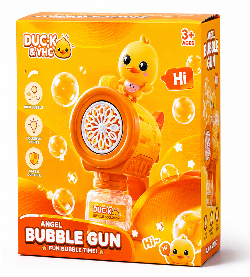 Duck & YHC Angel Bubble Gun - Fun Bubble Time Automatic Blaster Toy with Lights