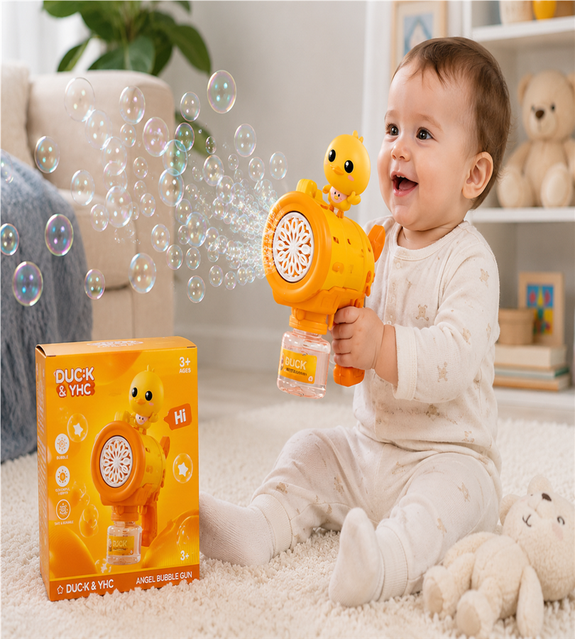 Duck & YHC Angel Bubble Gun - Fun Bubble Time Automatic Blaster Toy with Lights