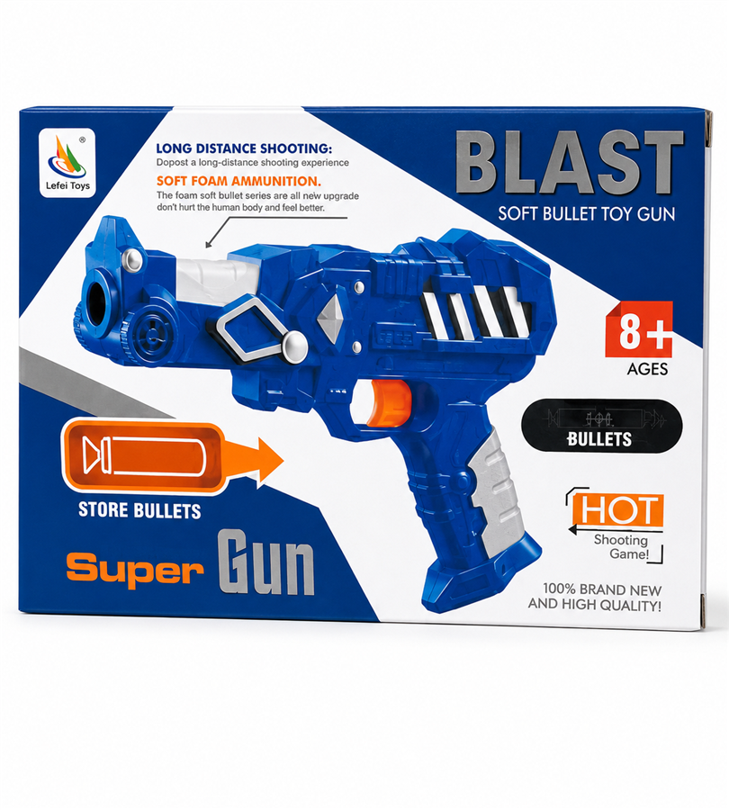 Super Blast Soft Foam Bullet Toy Gun – Long Distance Shooting Game for Kids 8+