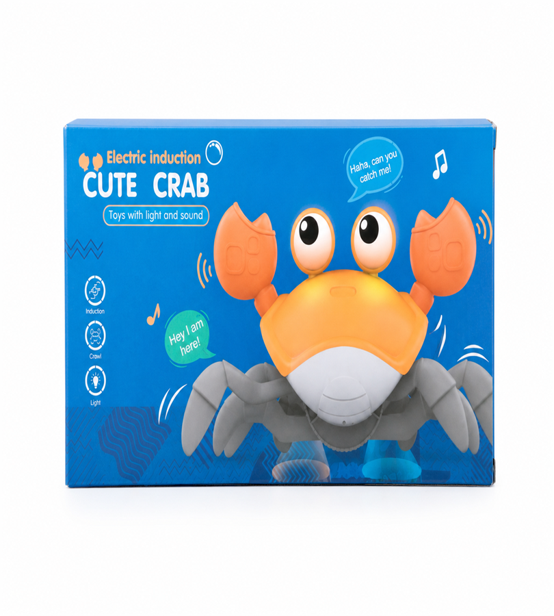 Electric Induction Cute Crab – Crawling Sensory Toy with Obstacle Avoidance, Lights, and Music