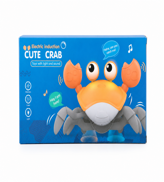 Electric Induction Cute Crab – Crawling Sensory Toy with Obstacle Avoidance, Lights, and Music
