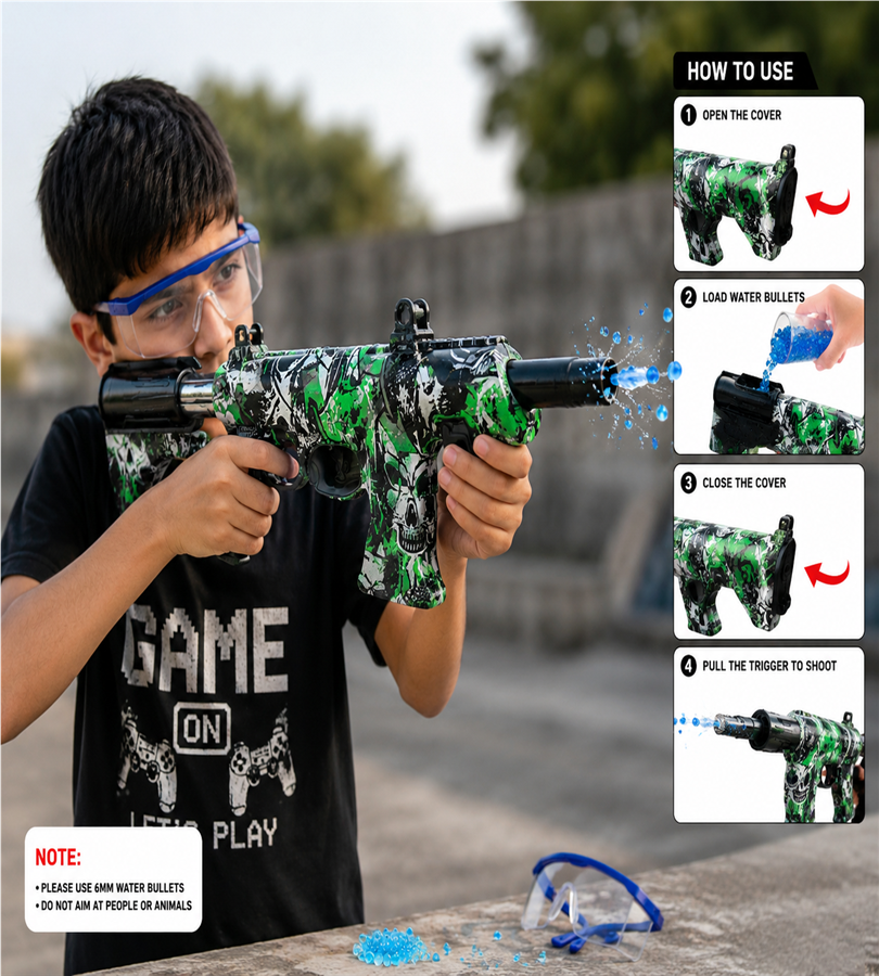 Fashion Action Clock Pistol - 6mm Water Bullet Toy Gun with Long-Range Shooting