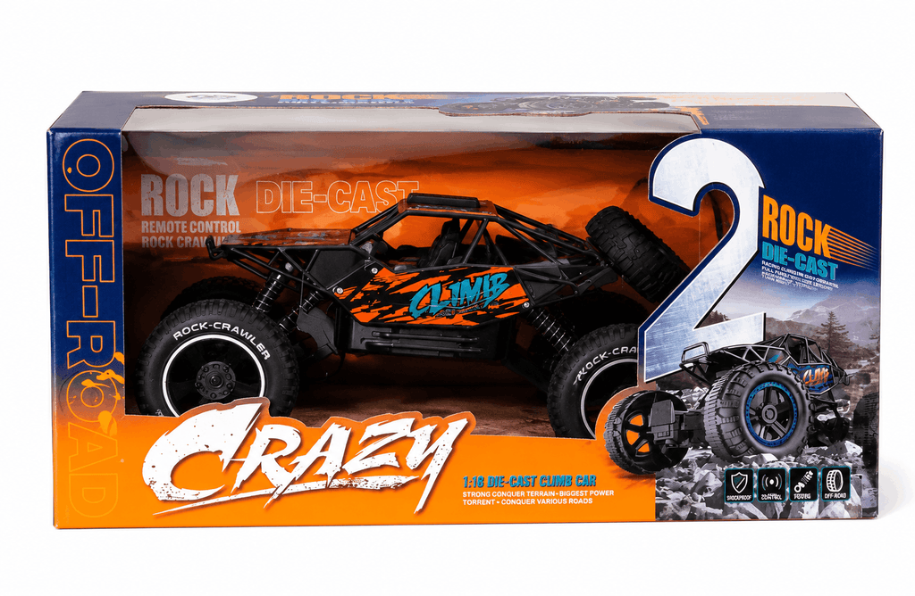 Crazy Rock Crawler – 1:18 Die-Cast Off-Road Remote Control Climb Car with Shockproof Suspension and Big Power